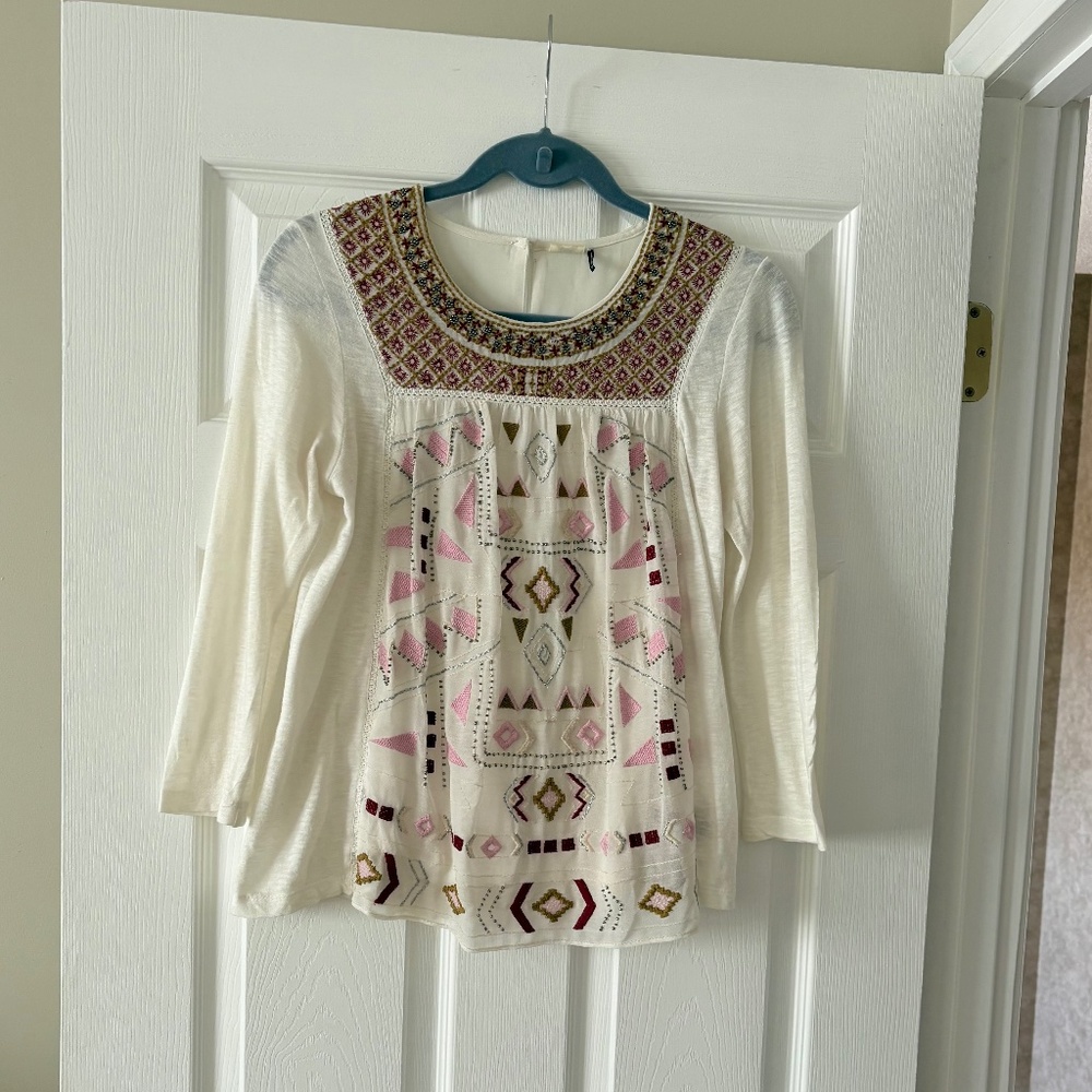 Anthropologie Akemi+Kin Embroidered Shirt